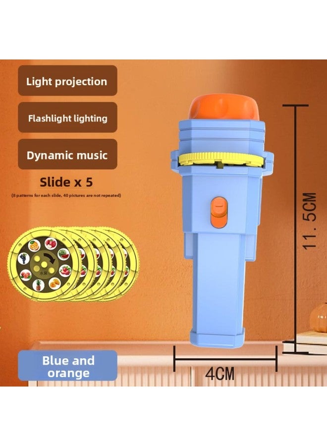 Children's Luminous Flashlight Projector Slide Educational Early Education Toys Baby Creative Starry Sky Music Projection Lamp 