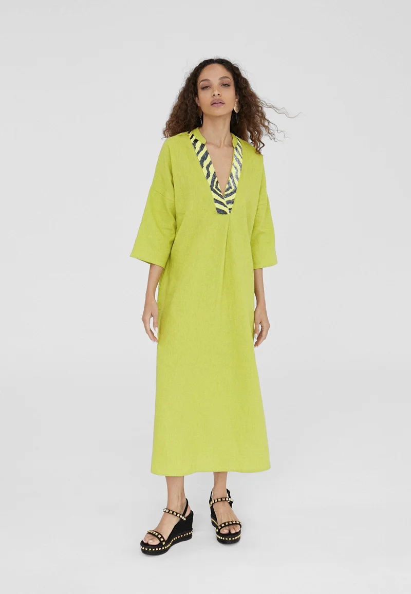 Lola Casademunt Lime Linen Dress