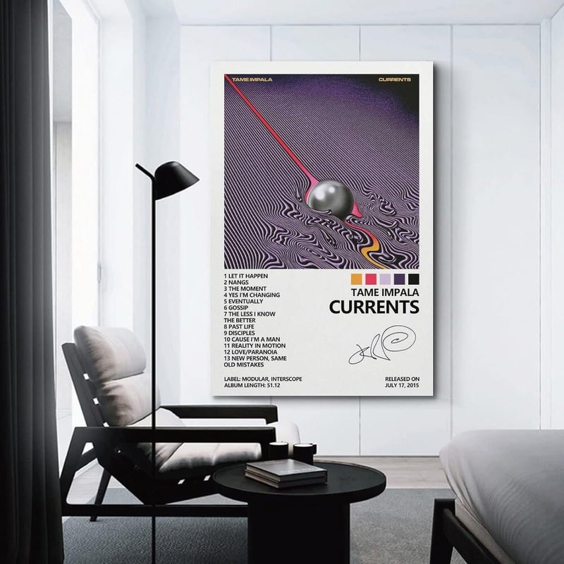 SUANYE ملصق Tame Impala غلاف ألبوم Currents لوحة جدارية قماشية زخرفية جمالية لغرفة النوم مقاس 12x18 بوصة (30x45 سم) - Image 3