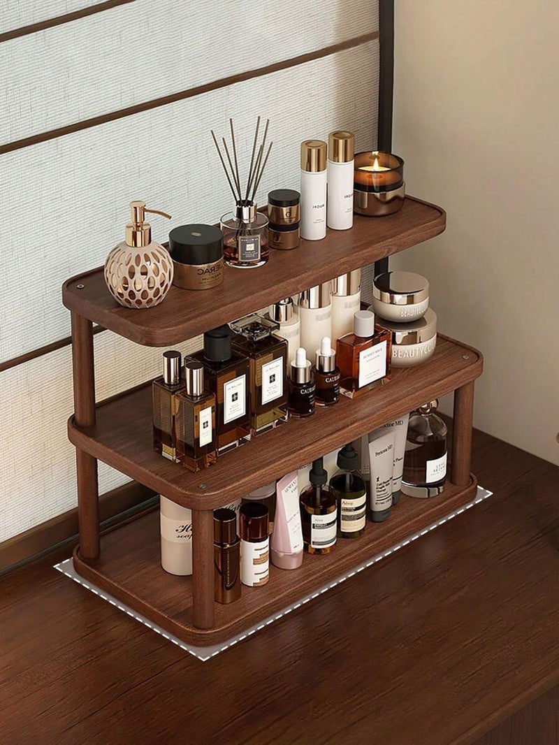 Shein Antique Wooden Desk Shelf, Retro Makeup Storage Rack, Multi-Purpose Home Organizer, Kitchen Spice Rack, Cup Holder - Space-Saving Desktop  Display - Image 5