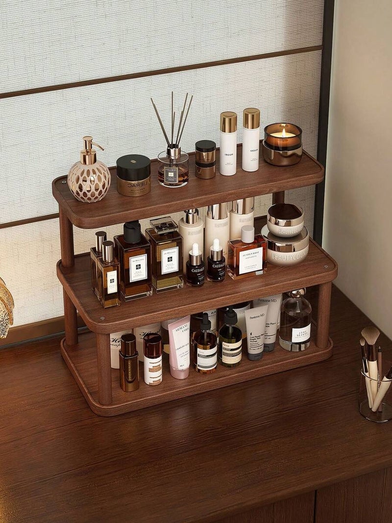 Shein Antique Wooden Desk Shelf, Retro Makeup Storage Rack, Multi-Purpose Home Organizer, Kitchen Spice Rack, Cup Holder - Space-Saving Desktop  Display - Image 4