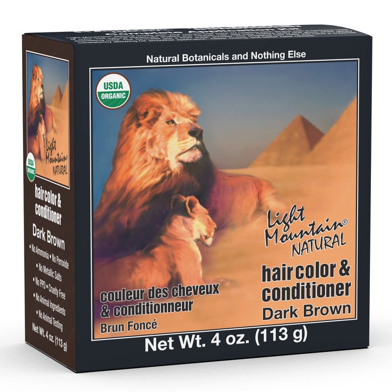 Light Mountain Henna Hair Color & Conditioner - Dark Brown Hair Dye for Men/Women, Organic Henna Leaf Powder and Botanicals, Chemical-Free, Semi-Permanent Hair Color, 4 Oz - Image 1