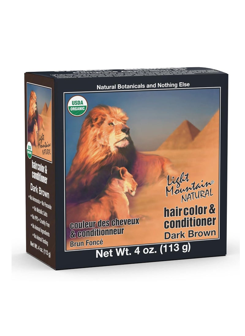 Light Mountain Light Mountain Henna Hair Color & Conditioner - Dark Brown Hair Dye for Men/Women, Organic Henna Leaf Powder and Botanicals, Chemical-Free, Semi-Permanent Hair Color, 4 Oz  - Image 1