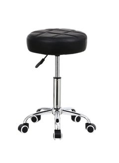 globalstar Global Star Black PU Leather Rolling Stool Chair - Adjustable Height with Wheels for Office, Salon, and Spa  - Image 5