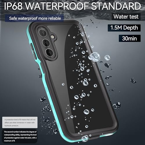Omio for Galaxy A16 5G Waterproof Case Full Body IP68 Underwater Clear Protective Case Builtin Screen Protector Heavy Duty Shockproof Case for Men Women Teal - Image 3
