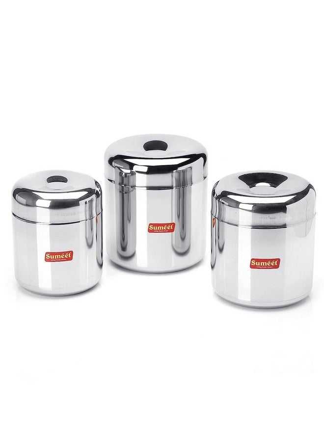 Sumeet Stainless Steel Vertical Utility Canisters/Ubha Dabba/Storage Containers Set Of 3Pc (950Ml,1150Ml,1600Ml), Black - Image 1