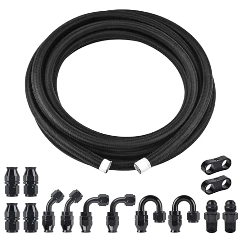 EVIL ENERGY 6AN PTFE Fuel Line Kit E85 Nylon Braided Fuel Hose kit 20FT Black - Image 1