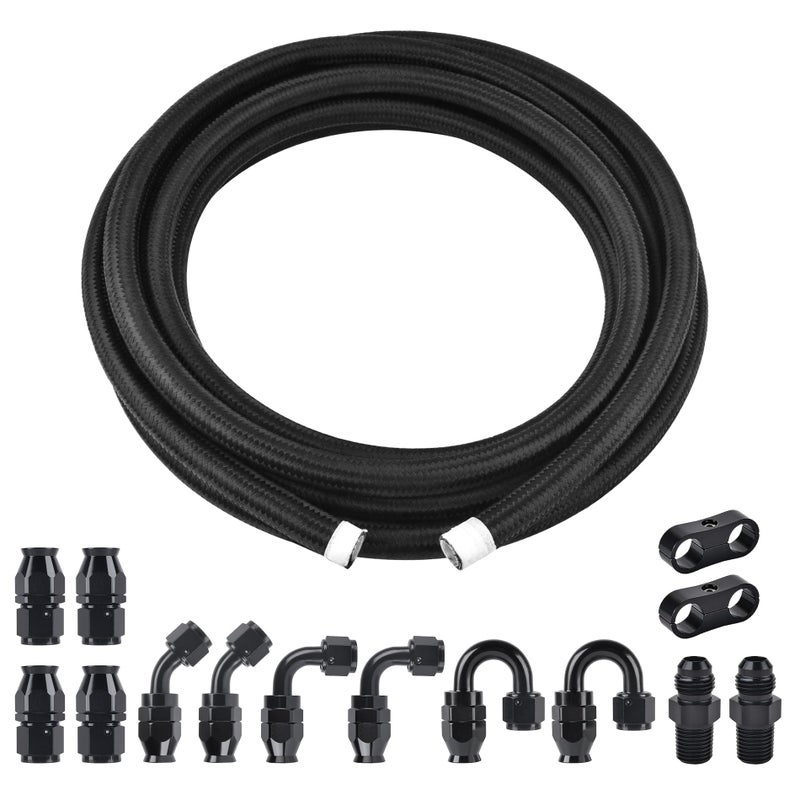 EVIL ENERGY 6AN PTFE Fuel Line Kit E85 Nylon Braided Fuel Hose kit 20FT Black - Image 2