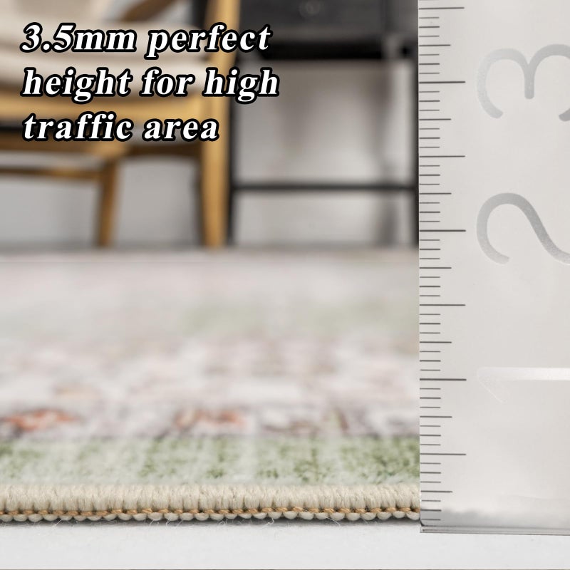 RUUGME Living Room 8x10 Area Rug - Soft Washable Area Rugs Stain Resistant Carpet Vintage Lightweight Rugs for Bedroom with Non Slip Backing Indoor Ultra-Thin Rugs Home Decor 8x10 Sage - Image 5