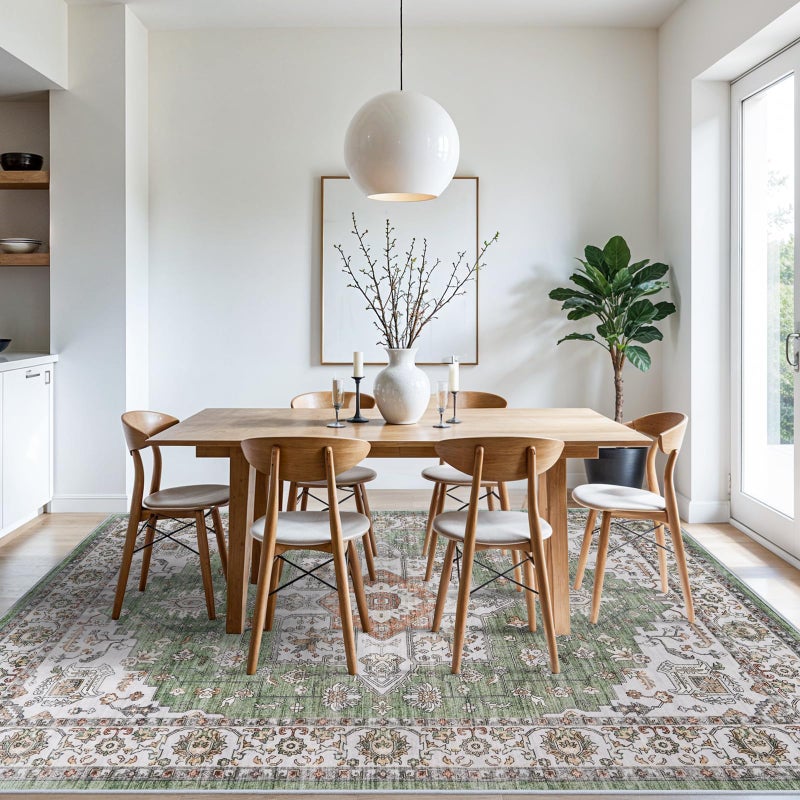 RUUGME Living Room 8x10 Area Rug - Soft Washable Area Rugs Stain Resistant Carpet Vintage Lightweight Rugs for Bedroom with Non Slip Backing Indoor Ultra-Thin Rugs Home Decor 8x10 Sage - Image 3