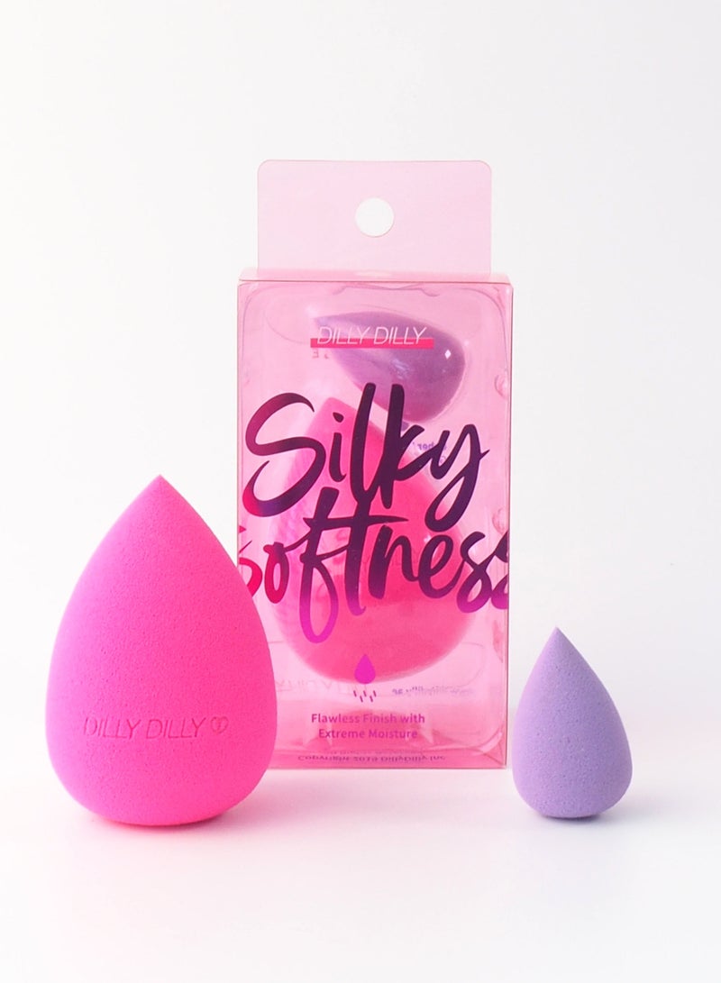 DILLYDILLY Silky Softness Makeup Pink Sponge and Mini Puff Set - Image 1