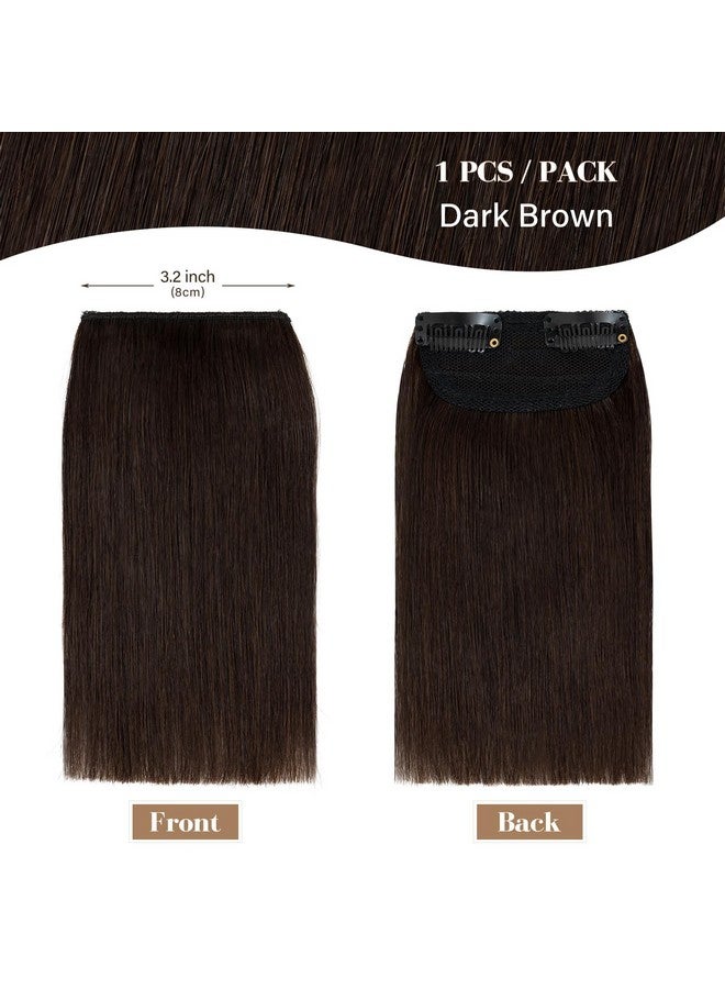 S-noilite Short Hair Extensions Clip in Human Hair 1PCS 2 Clips Clip in Hairpieces Remy Hair For Women with Short Hair Adding Hair Volume 10g 6Inch-Dark Brown - Image 2