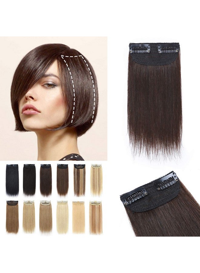 S-noilite Short Hair Extensions Clip in Human Hair 1PCS 2 Clips Clip in Hairpieces Remy Hair For Women with Short Hair Adding Hair Volume 10g 6Inch-Dark Brown - Image 1