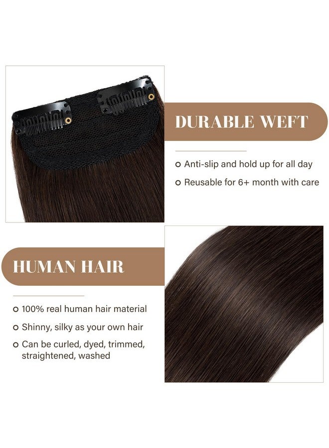 S-noilite Short Hair Extensions Clip in Human Hair 1PCS 2 Clips Clip in Hairpieces Remy Hair For Women with Short Hair Adding Hair Volume 10g 6Inch-Dark Brown - Image 4