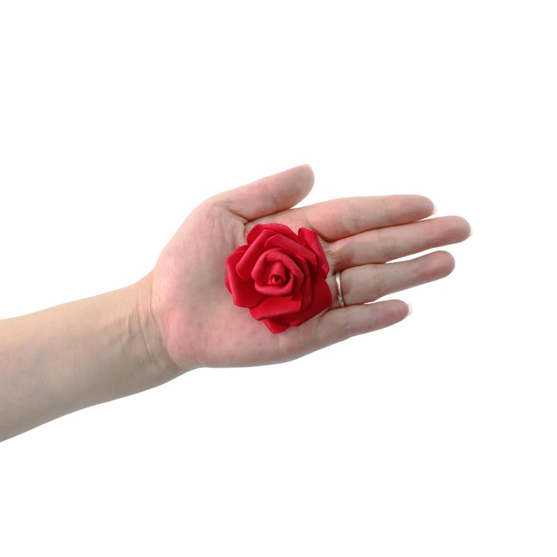 Vignor 100 Pcs 2 Inch Artificial Flowers Faux Foam Fake Rose Head Bulk for Home Decor Wedding Decoration Bridal Shower Wall Table Centerpiece Arrangement DIY Craft (Rose Cherry Red) - Image 4