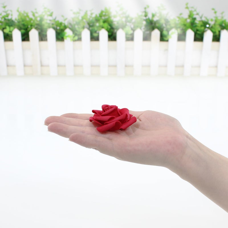 Vignor 100 Pcs 2 Inch Artificial Flowers Faux Foam Fake Rose Head Bulk for Home Decor Wedding Decoration Bridal Shower Wall Table Centerpiece Arrangement DIY Craft (Rose Cherry Red) - Image 5