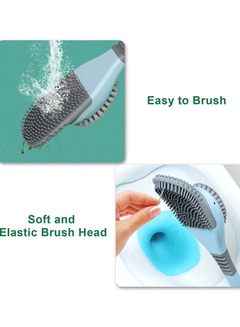 SYOSI Toilet Brush Silicone Toilet Brush with Holder Bathroom Toilet Cleaning Brush Set Elastic Handle Bendable Brush Head Deep Cleaning Cute Wall Mounted/Floor Toilet Brush Holder - Image 3
