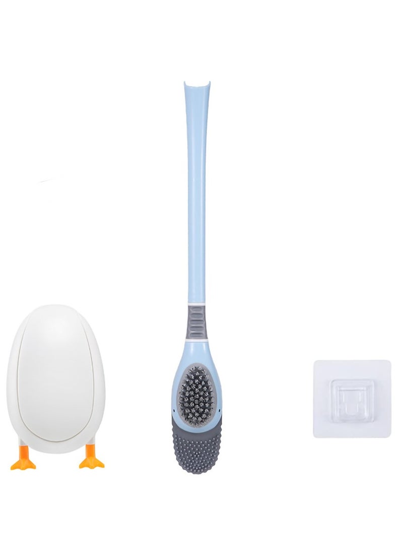 SYOSI Toilet Brush Silicone Toilet Brush with Holder Bathroom Toilet Cleaning Brush Set Elastic Handle Bendable Brush Head Deep Cleaning Cute Wall Mounted/Floor Toilet Brush Holder - Image 1