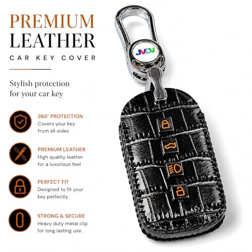 JVCV® Handmade Carbon Fiber Pattern Leather Key Cover Compatible with Tata Sierra, Safari Petrol, Harrier Petrol, Curvv and Curvv EV Smart Key (Black Orange) - Image 3