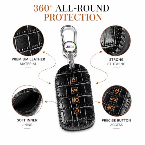 JVCV® Handmade Carbon Fiber Pattern Leather Key Cover Compatible with Tata Sierra, Safari Petrol, Harrier Petrol, Curvv and Curvv EV Smart Key (Black Orange) - Image 4