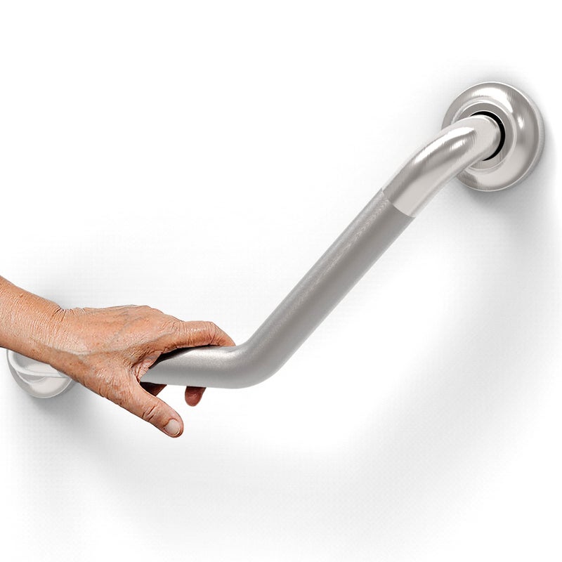 AmeriLuck 114 x 16 Stainless Steel Angled Grab Bar with AntiSlip Peened Grip for Bathtubs Shower Toilet ADA Compliant Stud Mount 500lbs Support Brushed Nickel