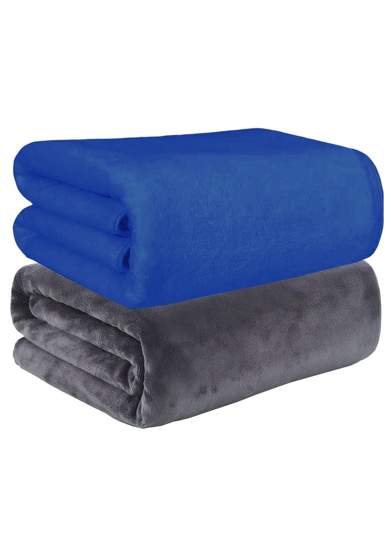 فابينني منشفة شاطئ كبيرة الحجم من قطعتين، 100×200 سم، مصنوعة من الألياف الدقيقة، منشفة حمام كبيرة جدًا، منشفة حمام سباحة، منشفة يوجا، منشفة سبا، ناعمة وعالية الامتصاص وسريعة الجفاف، لون رمادي/أزرق - Image 1