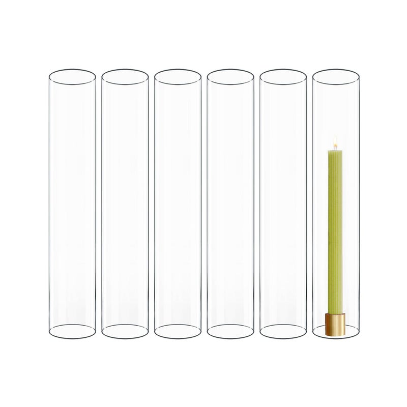 CYS EXCEL حامل شموع زجاجي مفتوح CYS EXCEL 6 قطع (ارتفاع: 10" قطر: 3") - Image 1