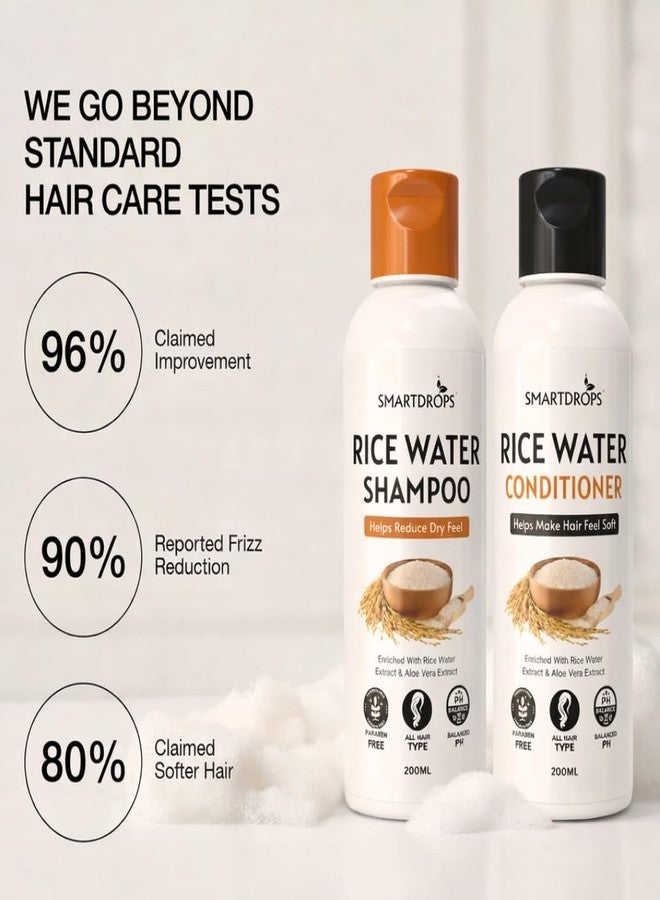 Smartdrops Rice Water Shampoo and Conditioner Combo | Shampoo and Conditioner Duo for Strong, Shiny Hair | Rice Water Combo With Aloe Vera Extract | Daily Hair Care Set | For Men And Women - Image 3