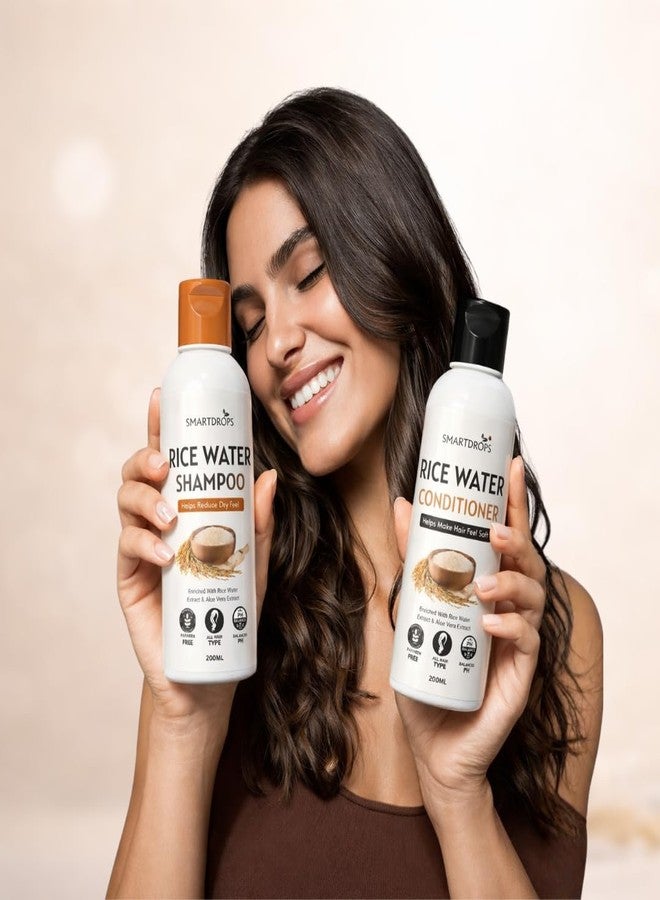 Smartdrops Rice Water Shampoo and Conditioner Combo | Shampoo and Conditioner Duo for Strong, Shiny Hair | Rice Water Combo With Aloe Vera Extract | Daily Hair Care Set | For Men And Women - Image 5
