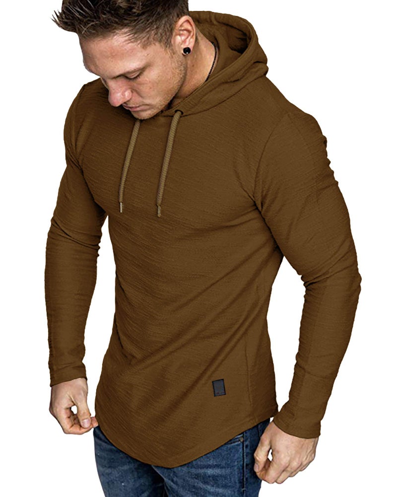 Lexiart Mens Fashion Athletic Hoodies Sport Sweatshirt Solid Color Fleece Pullover Brown X-Large - Image 1