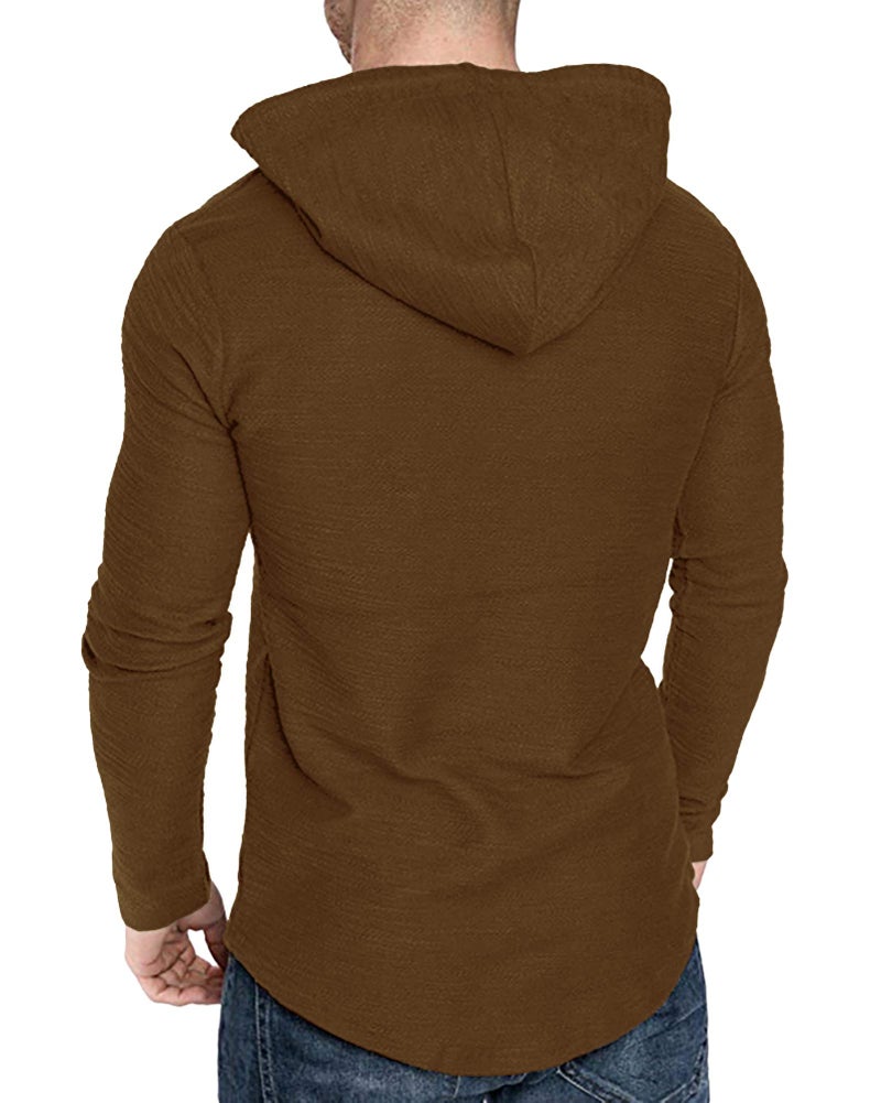 Lexiart Mens Fashion Athletic Hoodies Sport Sweatshirt Solid Color Fleece Pullover Brown X-Large - Image 5