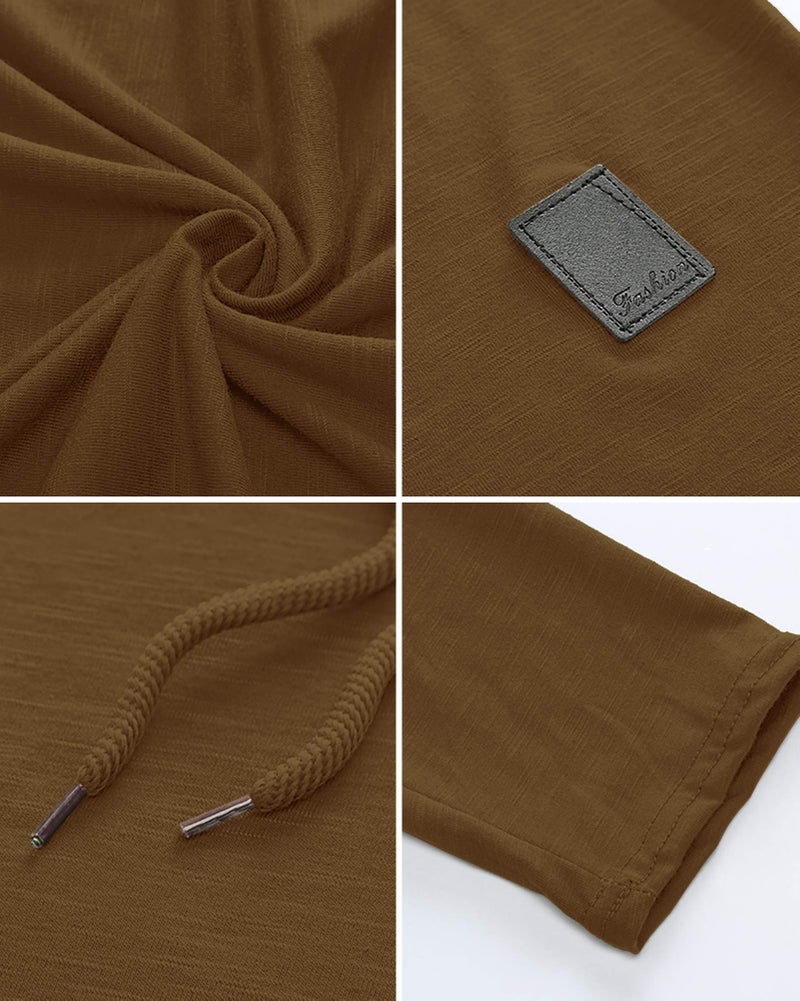 Lexiart Mens Fashion Athletic Hoodies Sport Sweatshirt Solid Color Fleece Pullover Brown X-Large - Image 4