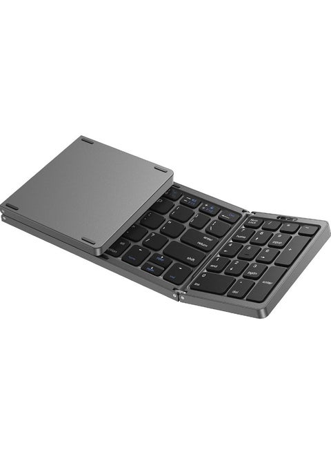 3-in-1 Foldable Bluetooth Keyboard with Number Pad | Rechargeable Wireless Keyboard Compatible with iPad, iPhone, Android, Windows, Mac, Laptop & Tablet