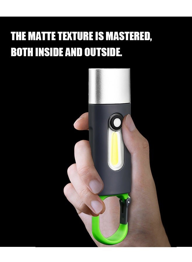 LED Tactical Flashlight, USB Rechargeable High Lumens Super Bright 4 Modes Waterproof Flashlight, Multi Function Emergency Keychain Flashlight (Green) - Image 4