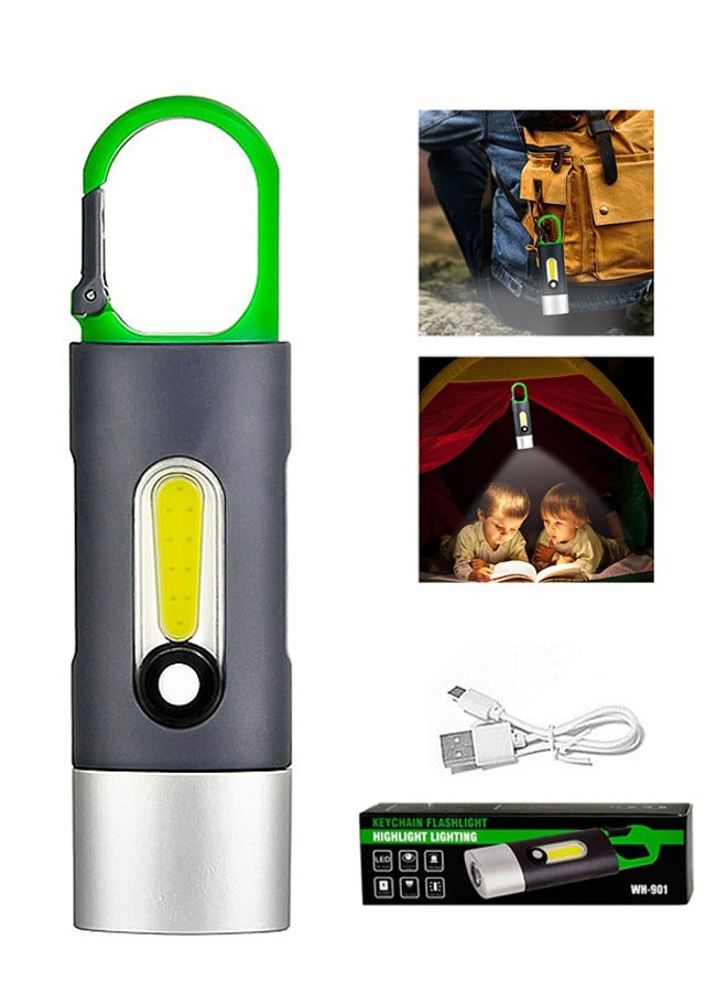 LED Tactical Flashlight, USB Rechargeable High Lumens Super Bright 4 Modes Waterproof Flashlight, Multi Function Emergency Keychain Flashlight (Green) - Image 1