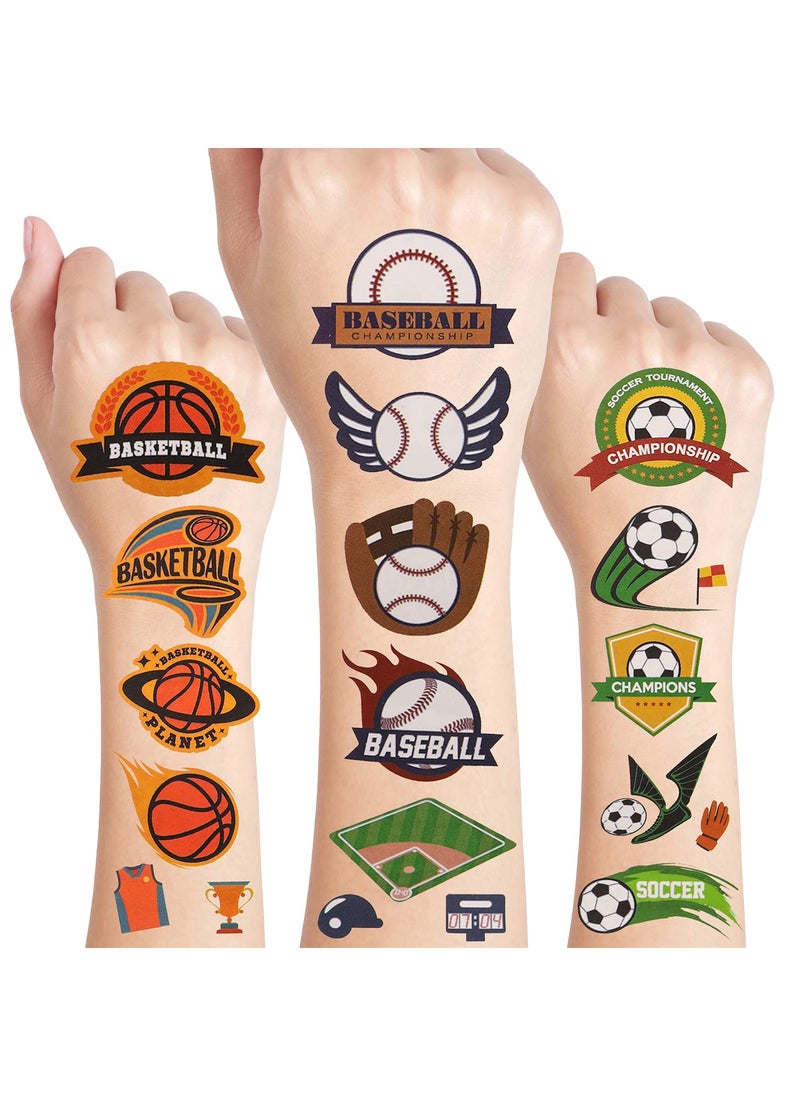 Cleverplay - Cleverplay 24 Sheets Waterproof Temporary Tattoos, Sports Themed Party Favors, Birthday Decorations, Football Soccer Baseball Basketball - Image 1