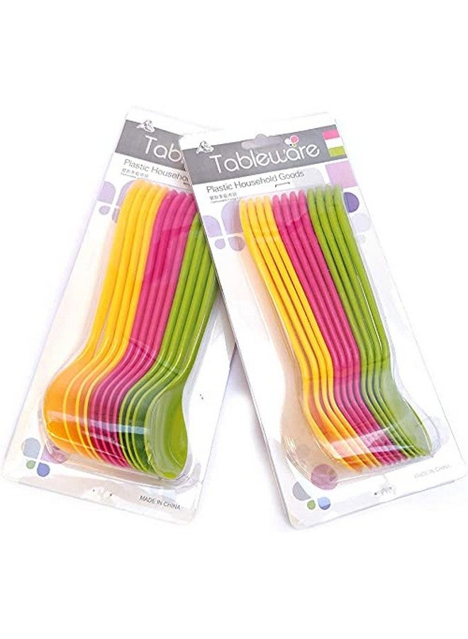 UNEQUETREND- 12 Pcs Food Plastic Spoon Set for Baby Feeding Plastic Table Spoon Set (Pack of 12) UND70078-S95 - Image 1