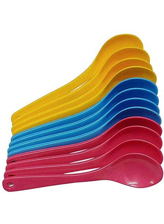 UNEQUETREND- 12 Pcs Food Plastic Spoon Set for Baby Feeding Plastic Table Spoon Set (Pack of 12) UND70078-S95 - Image 2