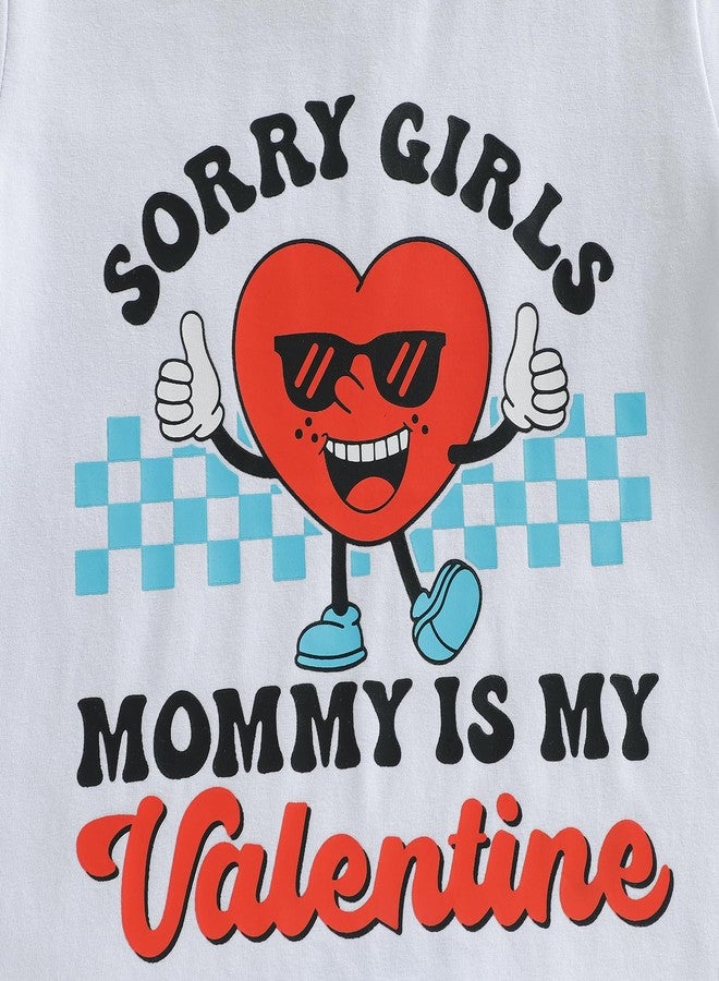 Pudcoco Kids Toddler Boys Valentines Day Shirt Sorry Girls Mommy is My Valentine Retro Love Heart Short Sleeve T-Shirt (White, 5-6 Years) - Image 5