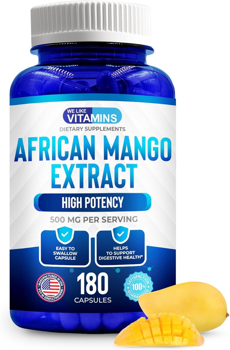 We Like Vitamins African Mango Extract 500mg  5000mg Equivalent 101180 Capsules  6 Month Supply of African Mango Capsules  Supports Metabolism of Fat and Digestive Health - Image 1