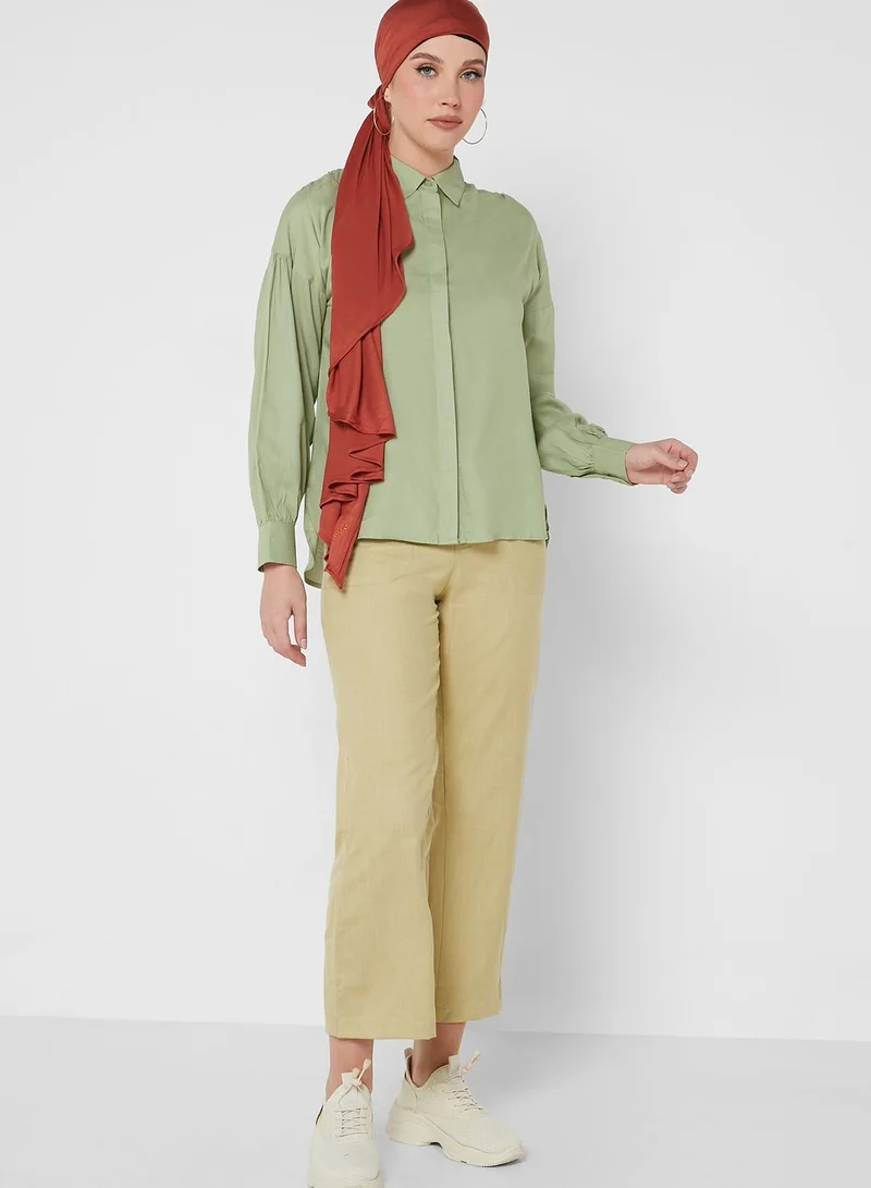 Khizana Balloon Sleeve Detail Oversized Shirt