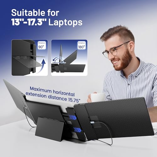 domyfan 14" Laptop Screen Extender, S3 FHD 1080P IPS Triple Portable Monitor Laptop, HDMI/USB-A/Type-C Compatible with Windows/Mac/Android - Image 5