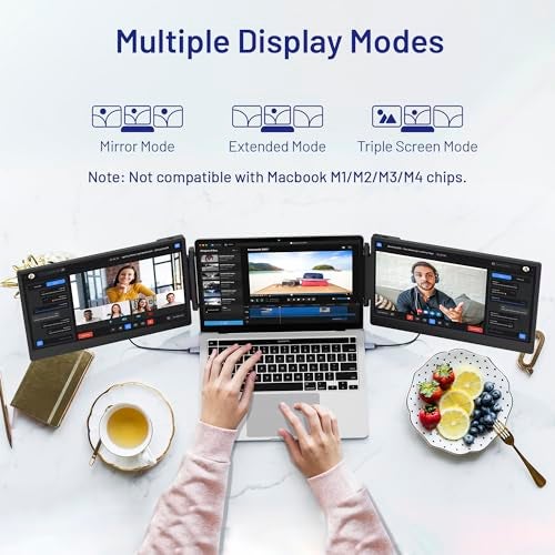 domyfan 14" Laptop Screen Extender, S3 FHD 1080P IPS Triple Portable Monitor Laptop, HDMI/USB-A/Type-C Compatible with Windows/Mac/Android - Image 3