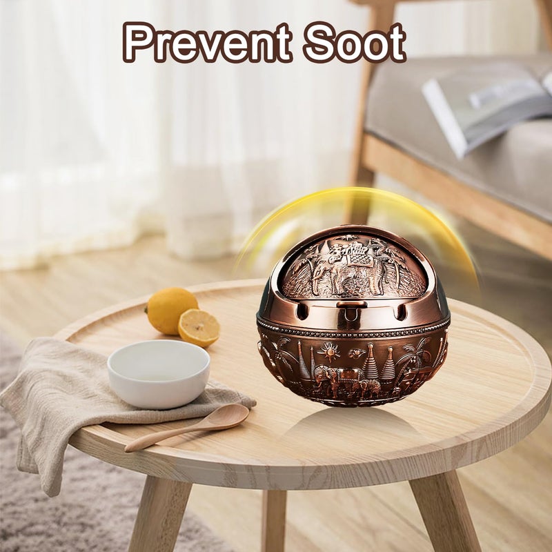 CoolShef منفضة سجائر مقاومة للرياح - منفضة معدنية عتيقة مع غطاء، منفضة بسعة كبيرة للاستخدام في المنزل والمكتب، ملحق أنيق للمدخنين للاستخدام الداخلي والخارجي - Image 4