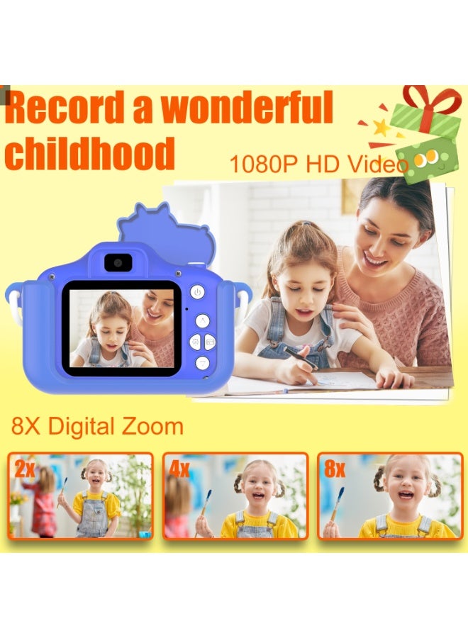 الديناصور للأطفال كاميرا عدسة مزدوجة 1080P HD فيديو 8X التكبير الرقمي مع ألعاب مشغل الموسيقى هدية مثالية لعيد الميلاد عيد الهالوين عيد الشكر السنة الجديدة - Image 4