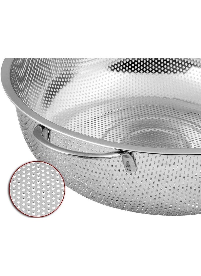 FYCAN FYCAN Multipurpose Stainless Steel Collander for Washing Rice Fruits Vegetables and Grains to Filter Easily in The Kitchen Bowl 35 x 28 x 12 cm  - Image 2