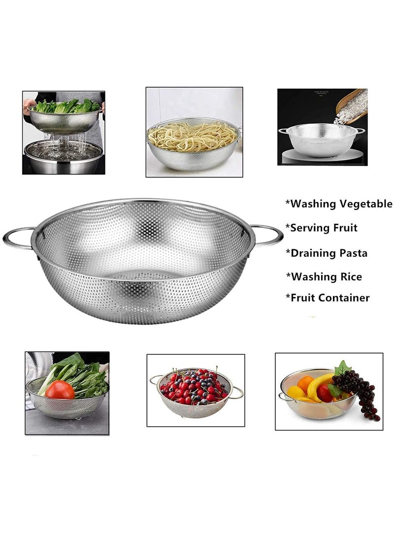 FYCAN FYCAN Multipurpose Stainless Steel Collander for Washing Rice Fruits Vegetables and Grains to Filter Easily in The Kitchen Bowl 35 x 28 x 12 cm  - Image 4