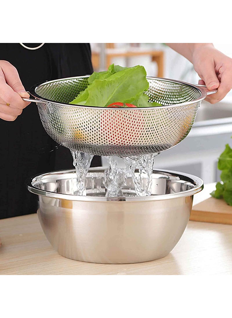 FYCAN FYCAN Multipurpose Stainless Steel Collander for Washing Rice Fruits Vegetables and Grains to Filter Easily in The Kitchen Bowl 35 x 28 x 12 cm  - Image 5