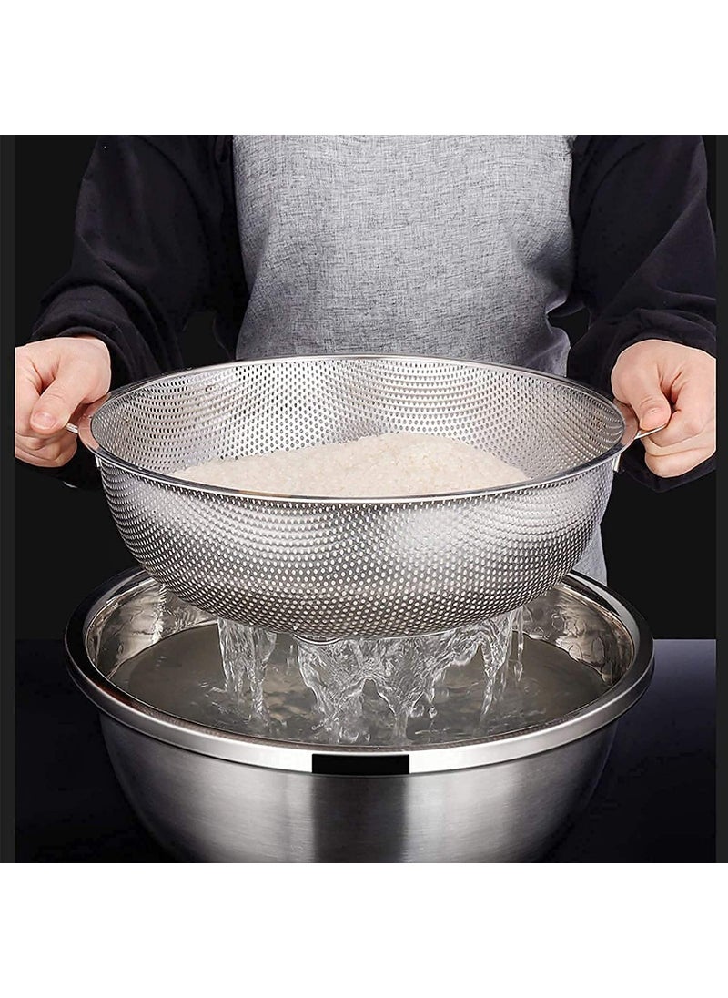 FYCAN FYCAN Multipurpose Stainless Steel Collander for Washing Rice Fruits Vegetables and Grains to Filter Easily in The Kitchen Bowl 35 x 28 x 12 cm  - Image 1