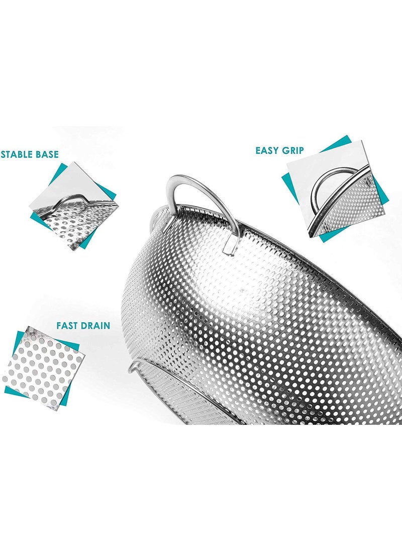 FYCAN FYCAN Multipurpose Stainless Steel Collander for Washing Rice Fruits Vegetables and Grains to Filter Easily in The Kitchen Bowl 35 x 28 x 12 cm  - Image 3